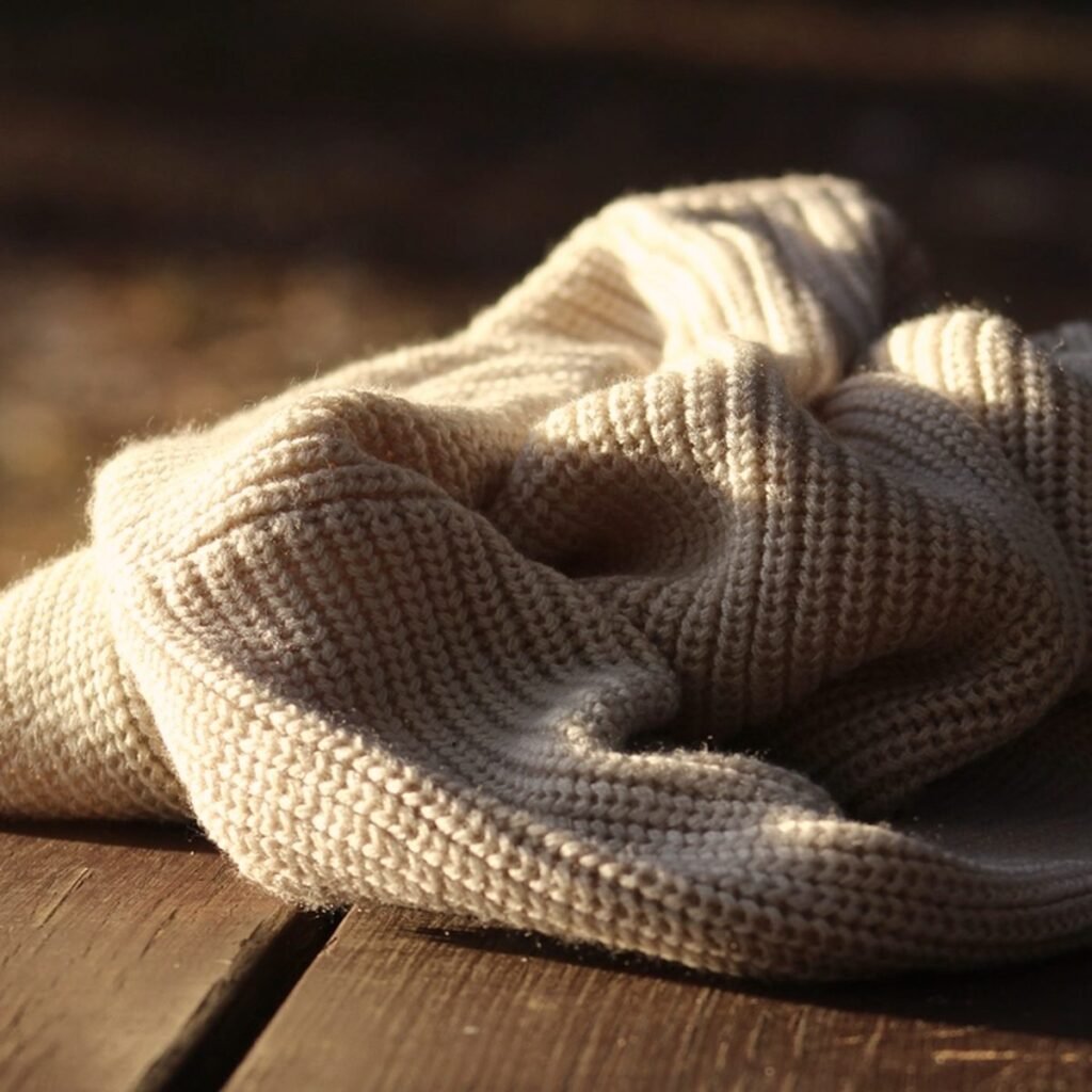 A stack of knitted throws