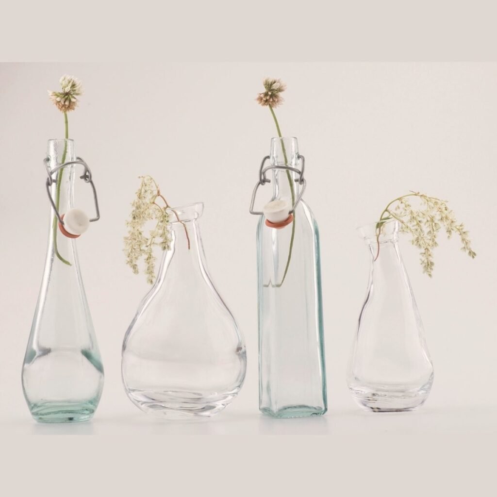 Recycled Glass Stem Vases, set of 3